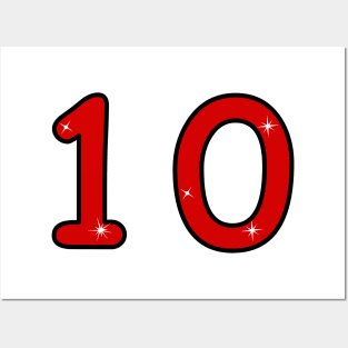 tenth, ten, 10, number ten, 10 years, 10 year old, number 10,  Numeral 10, 10th birthday gift, 10th birthday design, anniversary, birthday, anniversary, date, 10th grade Posters and Art